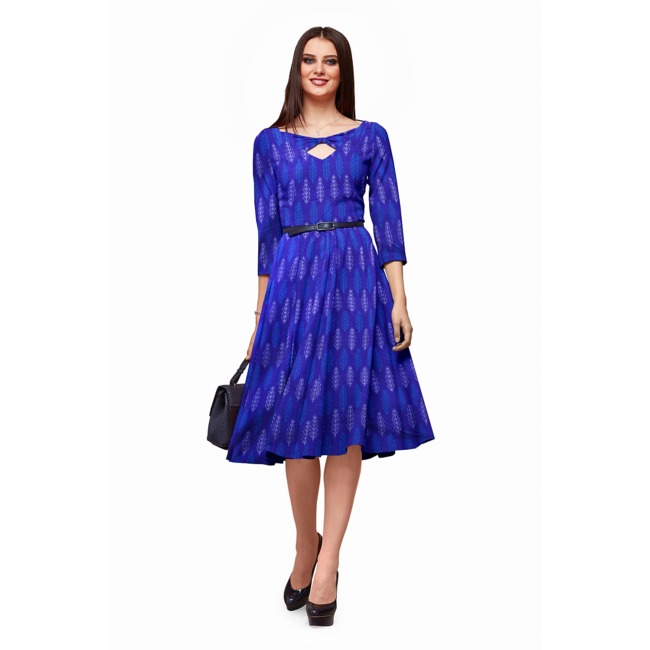 Tribes India Traditional Pochampally Ikkat Woven Cotton Silk Unstitched Dress Material/Fabric (2.5 Meters)