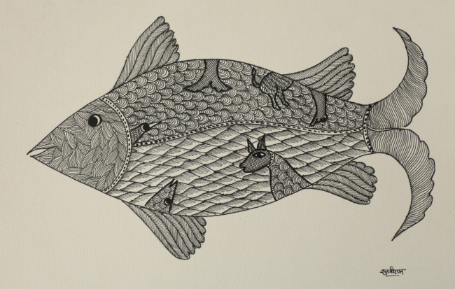 Tribes India Handmade Gond Paper Painting