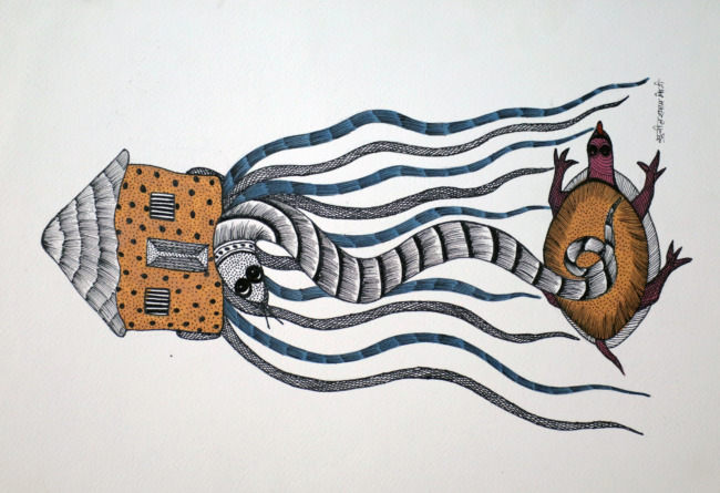 Tribes India Handmade Gond Paper Painting