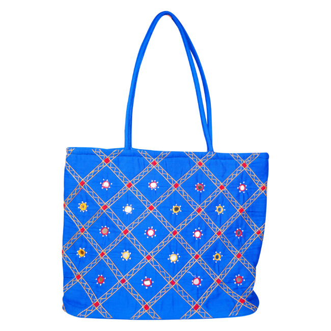 Tribes India Handamade Banjara Jali Mothi Bag Blue Color