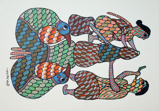 Tribes India Handmade Gond Paper Painting