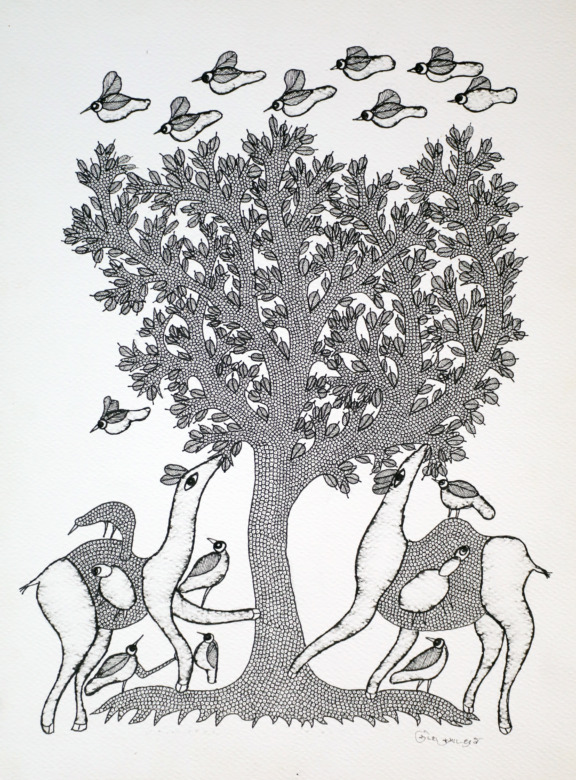 Tribes India Handmade Gond Paper Painting