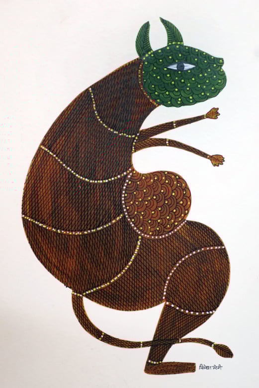 Tribes India Handmade Gond Paper Painting