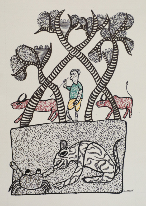 Tribes India Handmade Gond Paper Painting