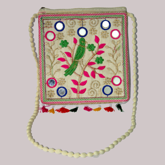 Tribes India Embroidery Shoulder bag with mirror work: G&A (Padhar) GJ (PVTG)