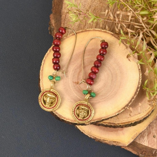 Dokra Empress Loop Handcrafted Tribal Dhokra Earrings (Minketan)