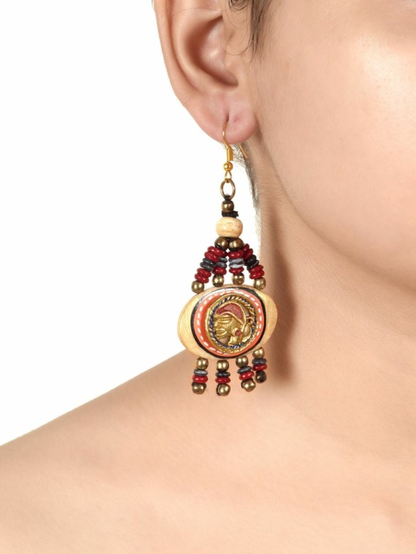 Dhokra Brass Hanging Earring (Minketan)