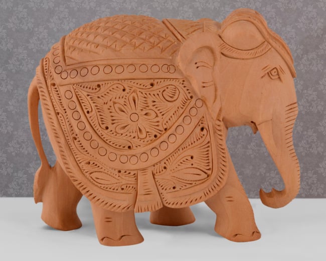 Hand Carved Wooden Elephant 5 Inch