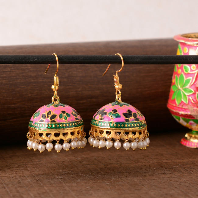 Multicolor Meenakari Jhumka Earrings “ L