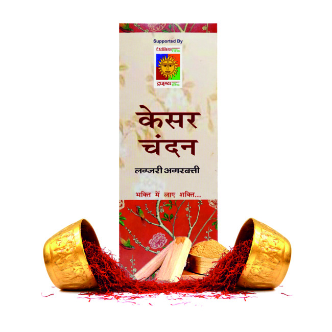 Tribes India Sandel (Kesar Chandan) Luxury Incense Stick - Agarbatti For Puja, Meditation & Festival