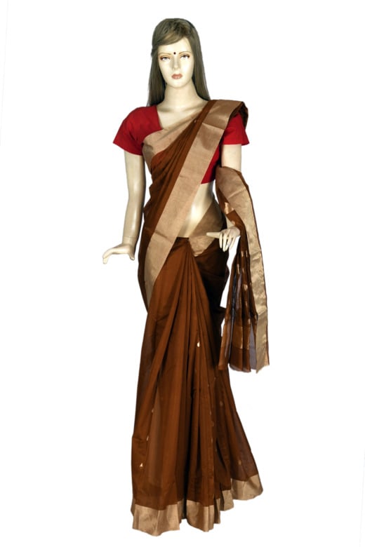 Tribes India Handwoven Chanderi Silk Saree 1TTXGENMP01855-1