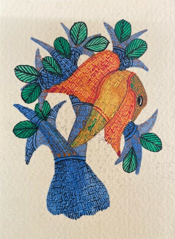 Tribes India PAINTING CARD GOND PAPER 5X3.5 MULTI : DINE