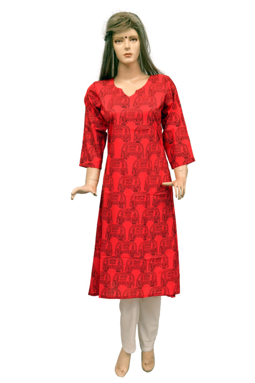 TRIBES INDIA PRINTED STRAIGHT A LINE KURTI TX