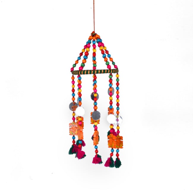 Handmade Hanging 8 Ganesh with Mirror and Zoomer (PVTG)