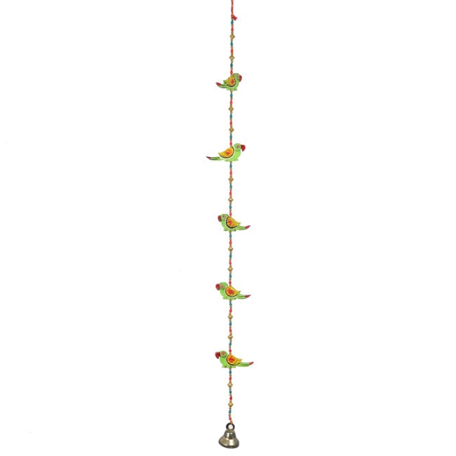 Hanging 5 Parrot Line Wooden with Line (PVTG)