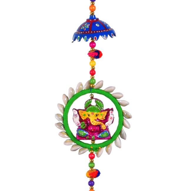 Handmade Hanging 2 Umbrella (Jhoomer) with Ganesh Kodi (PVTG)