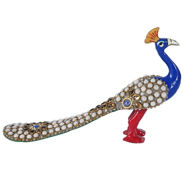 Metal Meenakari Painting Peacock With Moti Work (4 Inches)
