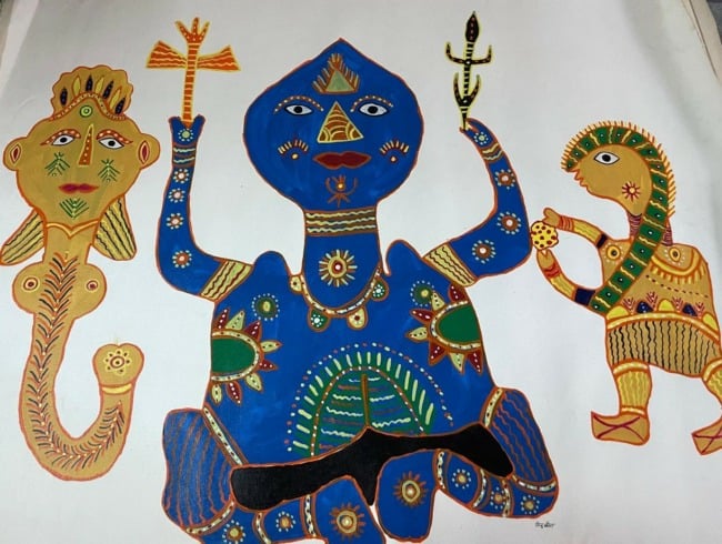 Tribes India BAIGA CANVAS PAINTING (39X40) PN (RINKU BAI)
