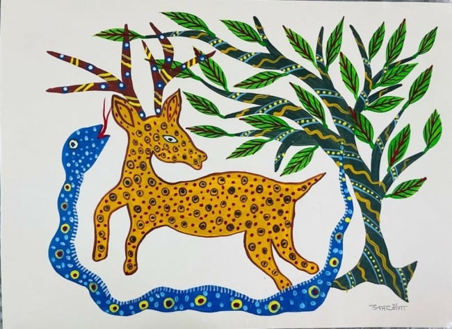 Tribes India BAIGA PAPER PAINTING (15X11) PN (AMAR BAIGA)