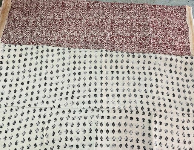 Handwoven White Cotton Silk Mix Maheshwari Bagh Print Suit Material