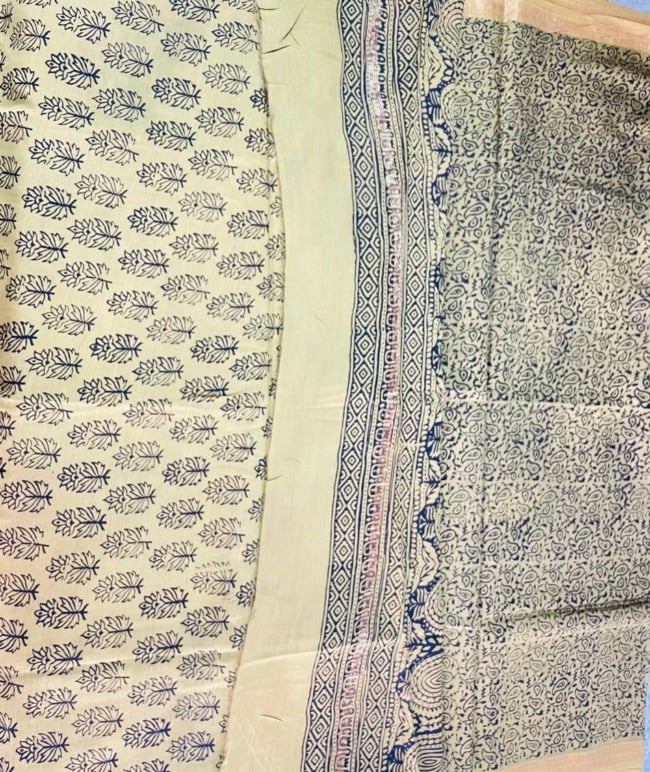 Handwoven Yellow Cotton Silk Mix Maheshwari Bagh Print Suit Material