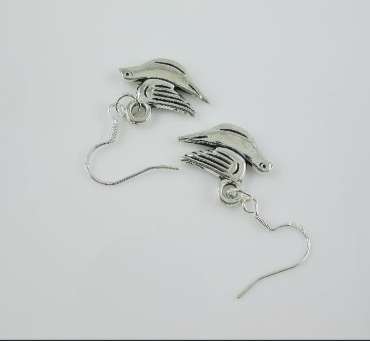 German Silver Grey Earring Coin Pair