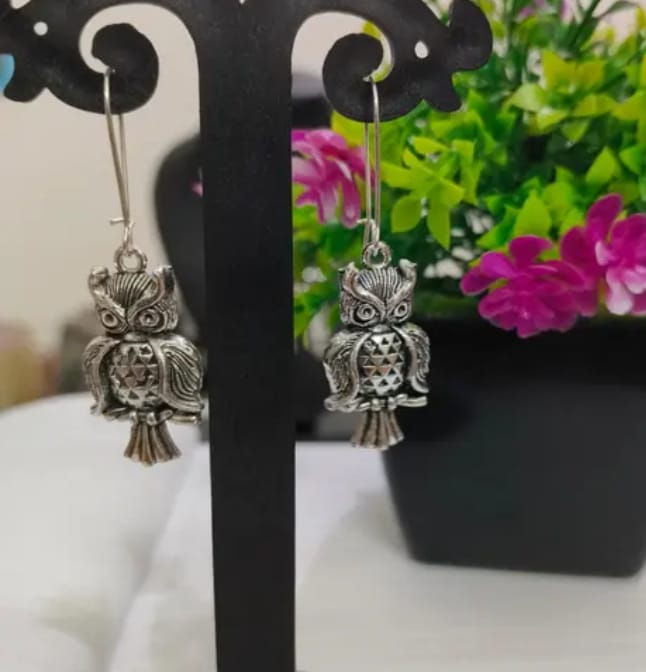 German Silver Grey Earring Coin Pair