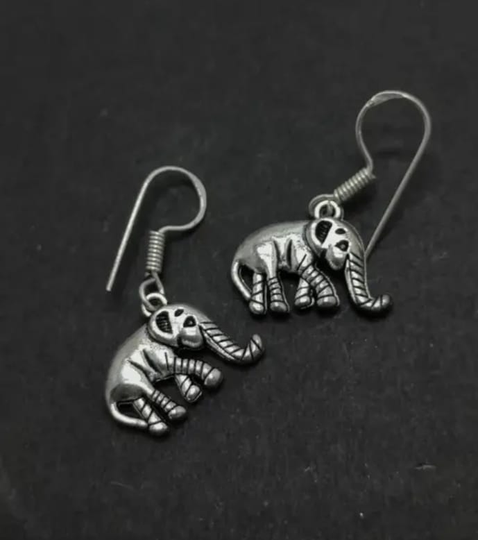 German Silver Grey Earring Coin Pair