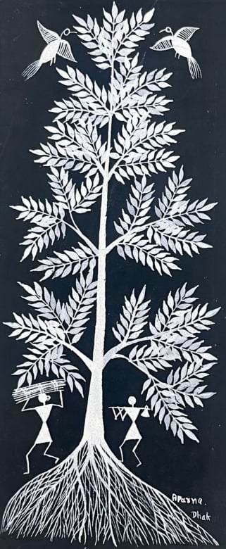 WARLI PAINTING ON CLOTH 5x11 Inches