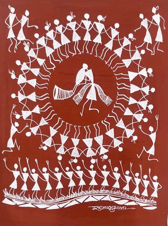 WARLI PAINTING ON CLOTH 10Ã—08