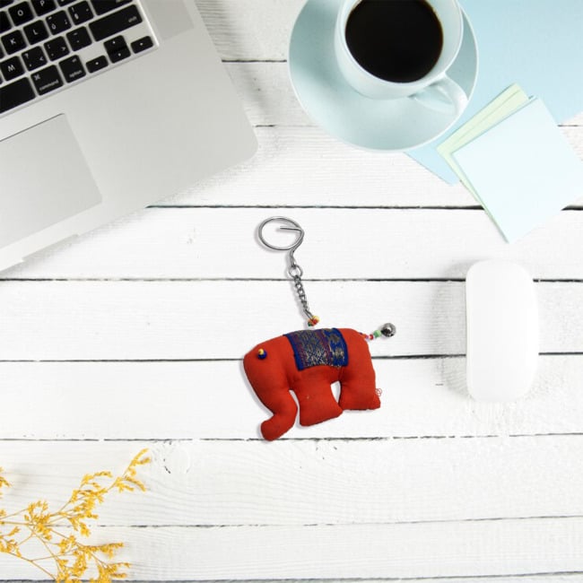 Handmade Orange KeyChain (Elephant) for Home Office & Gift