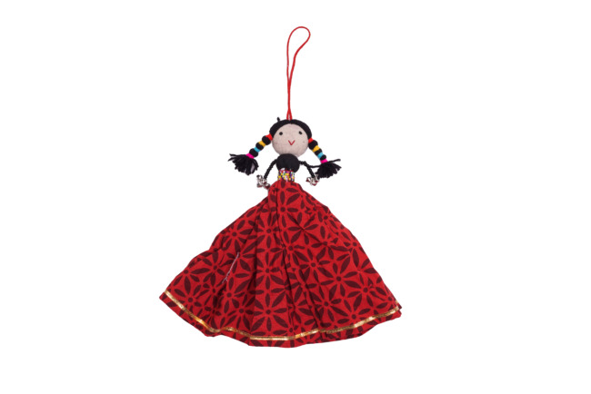 Handmade Soft Doll Hanging with Pearl and Ghughri 20 CM Red with Black : (UTSAV)