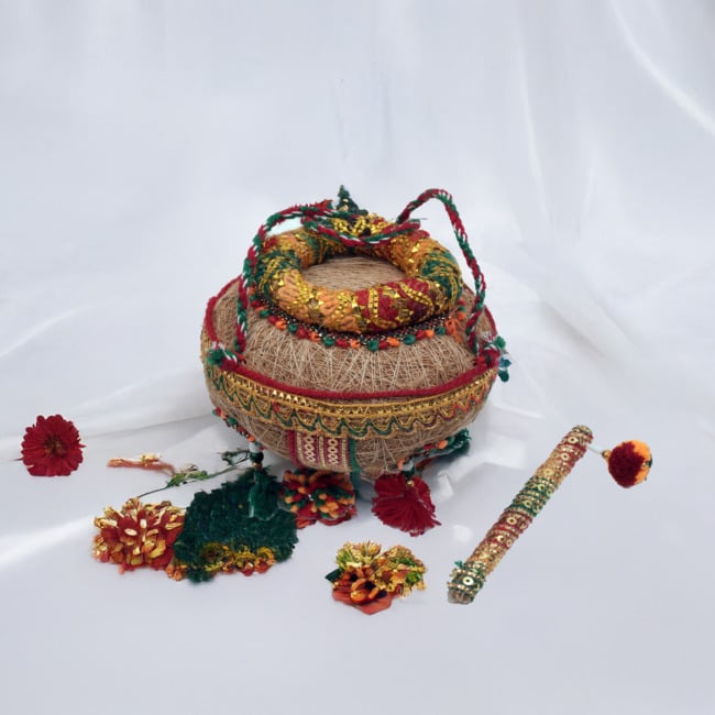 Coir Matki (23x13 cm) with Rope and Dandi for Home, Garden & Office Decor