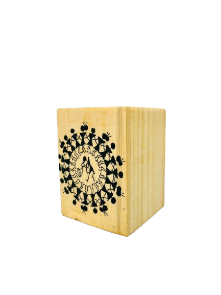 WARLI PAINTED PEN STAND SQUARE
