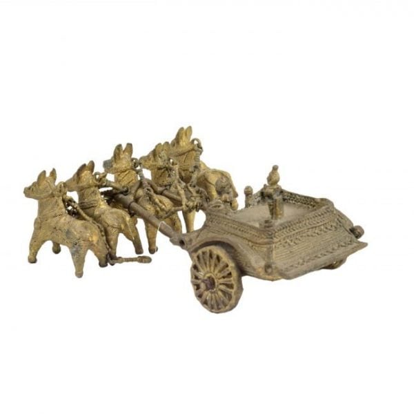 Metal Ratham with 5 Horses - Tribes India