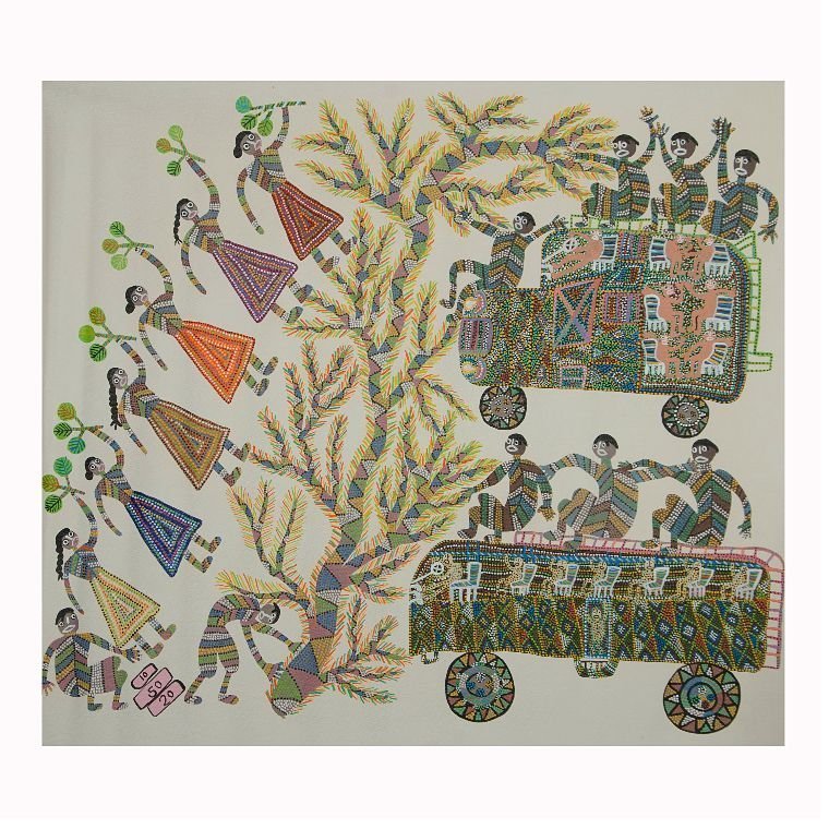 Bhil Canvas Painting - Tribes India