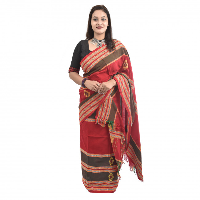 Handwoven Cotton Mekhela Chador Saree From State of Assam